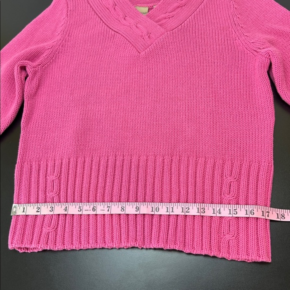 Massini Vibrant Pink V-Neck Knit Sweater XL Soft Comfy Casual - Picture 11 of 12
